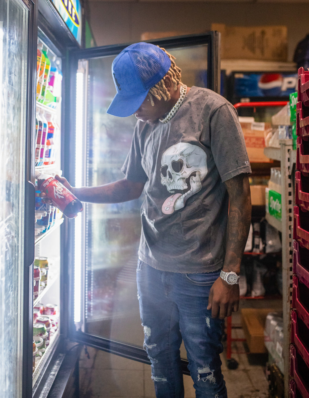 THC Logo Suede Trucker Hat - Blue